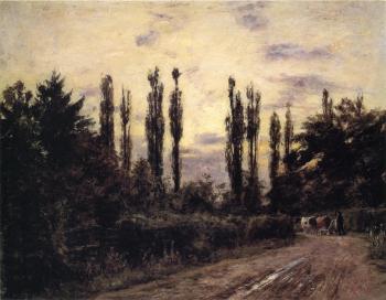 Theodore Clement Steele : Evening, Poplars and Roadway near Schleissheim
